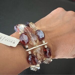 White House black Market 3 Layered Strands of Beads Stretch Bracelet NWT